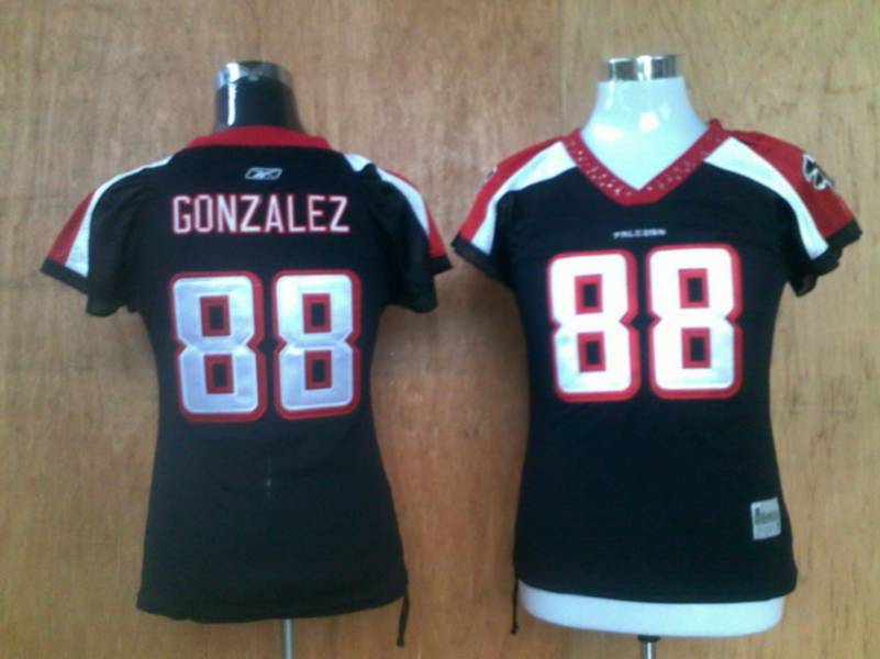 Falcons #88 Tony Gonzalez Black Women's Field Flirt Stitched NFL Jersey